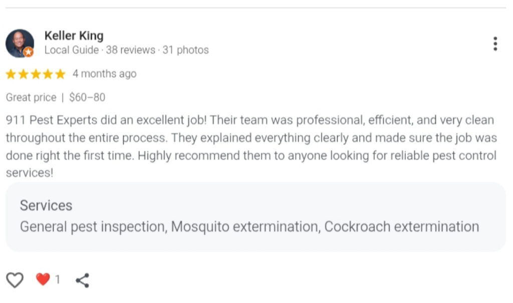 A 5-star customer review from 911 Home Helps.