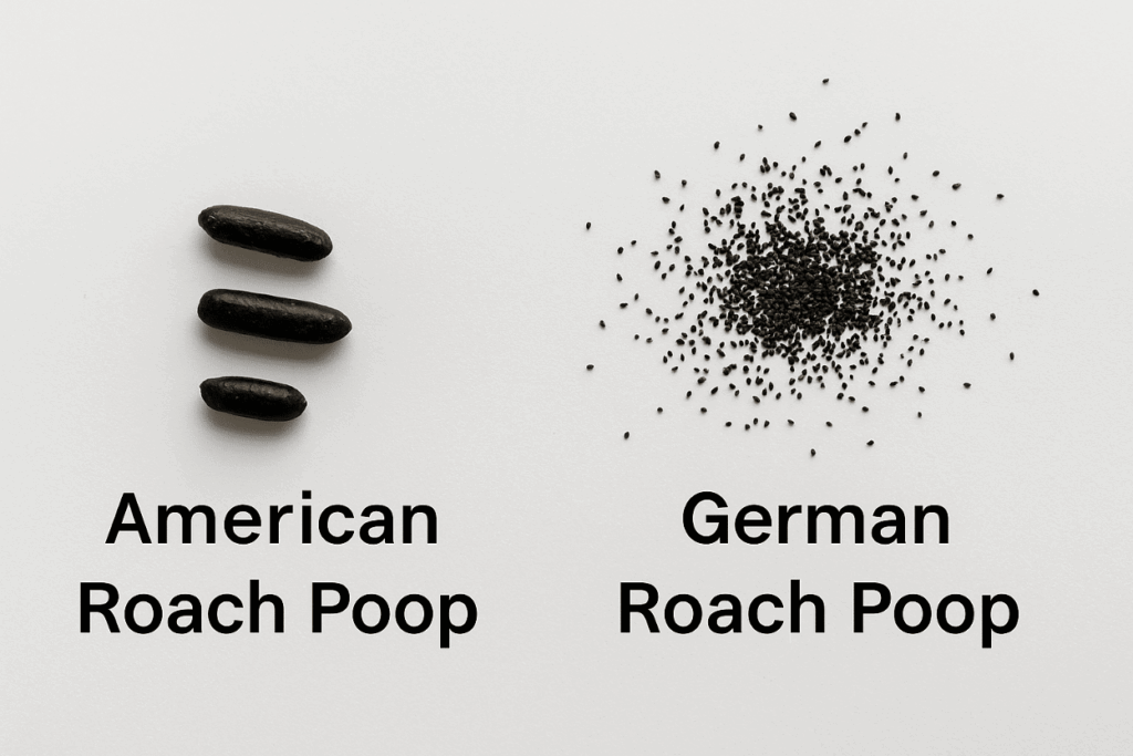 American roach droppings and German roach poop