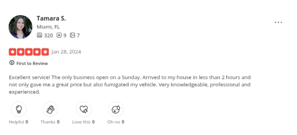 Screenshot of 911 Home Help's customer review from Yelp