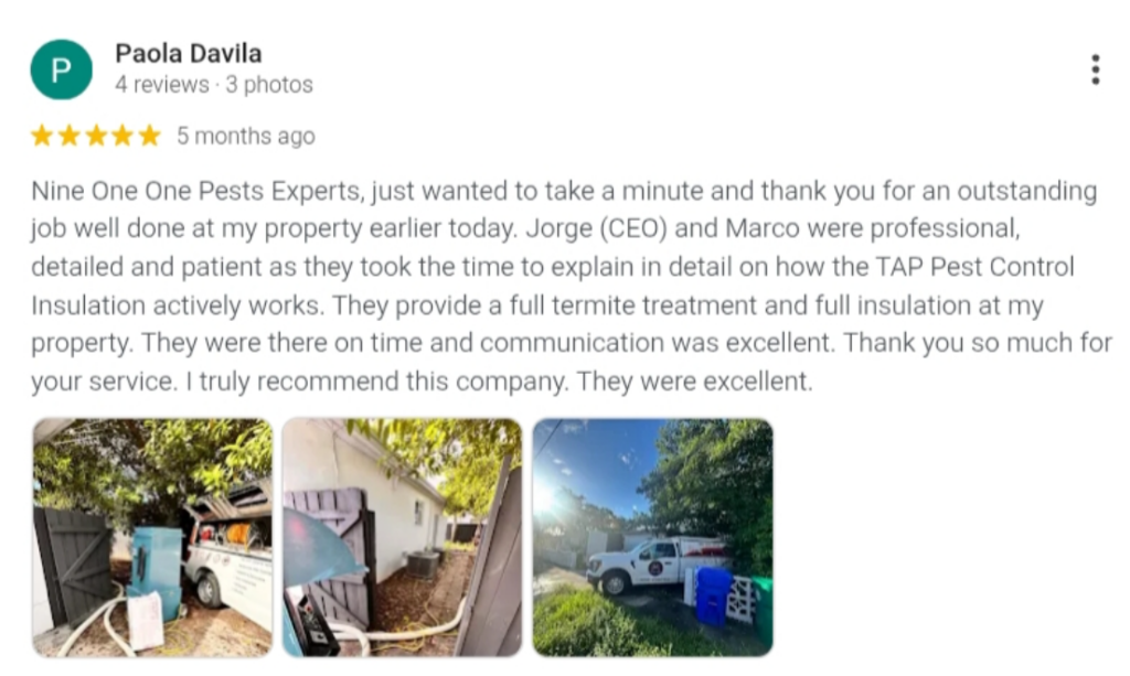 Screenshot of a 5-star Google review for 911 Home Helps.