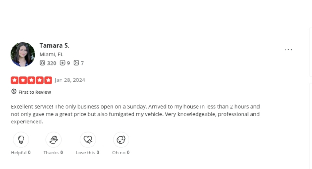 Screenshot of a 5-star review of 911 Home Helps.