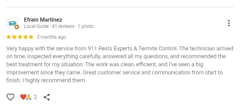 Screenshot of a 911 Home Helps 5-star customer review.