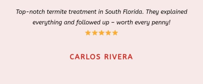 Screenshot of a Palmer Pest Management customer review.