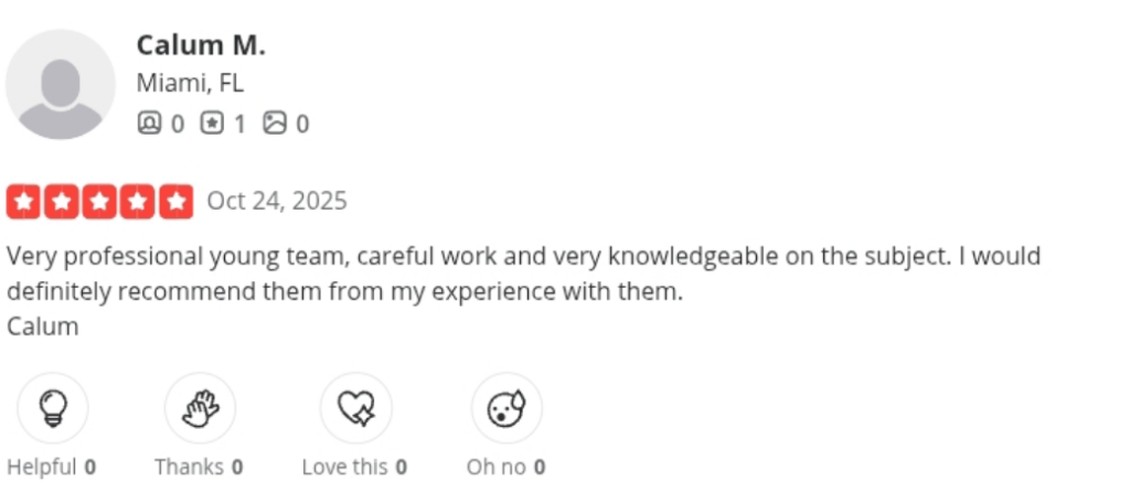 Screenshot of a Pest Brothers 5-star review on Yelp